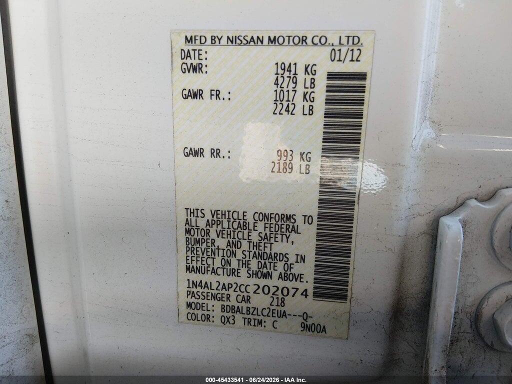 1N4AL2AP2CC202074 2012 NISSAN ALTIMA photo no. 9
