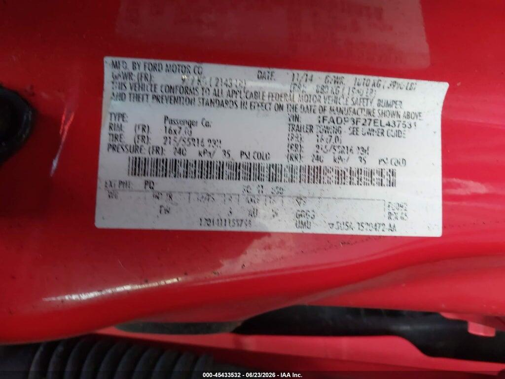 1FADP3F27EL437531 2014 FORD FOCUS photo no. 9