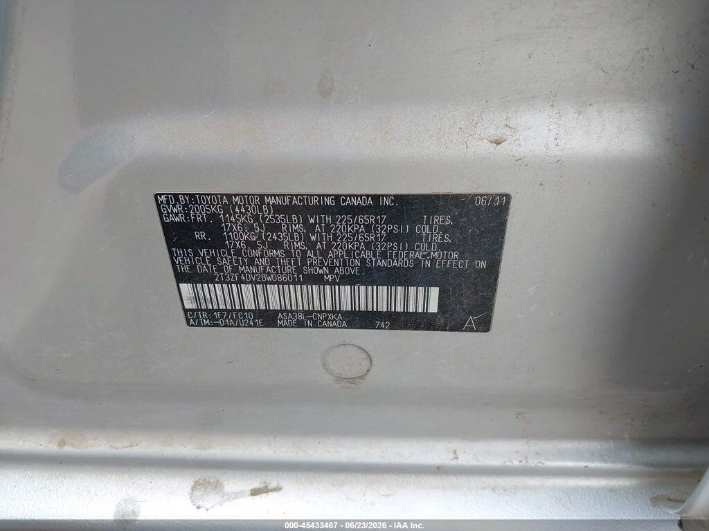 2T3ZF4DV2BW086011 2011 TOYOTA RAV4 photo no. 9