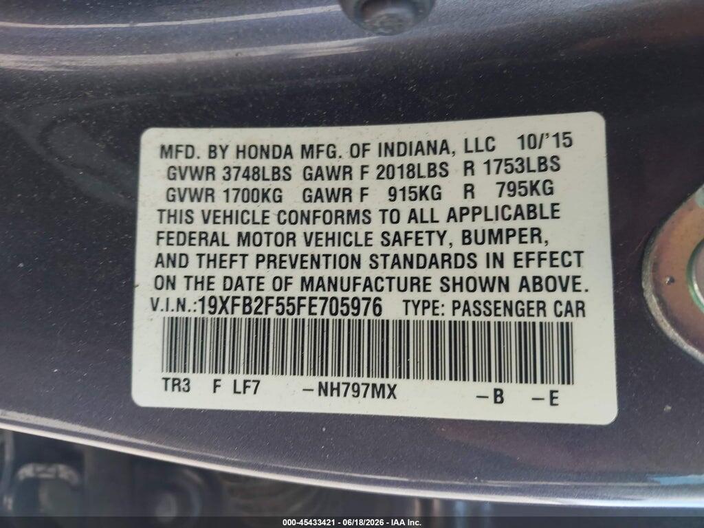 19XFB2F55FE705976 2015 HONDA CIVIC photo no. 9