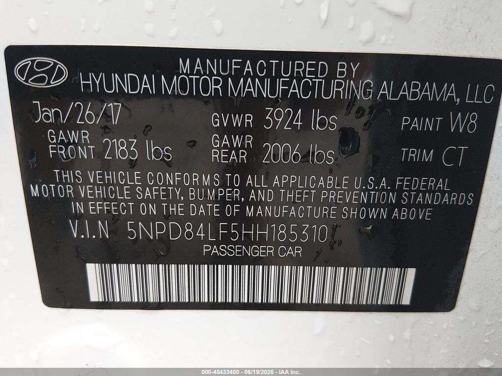 5NPD84LF5HH185310 2017 HYUNDAI ELANTRA photo no. 9