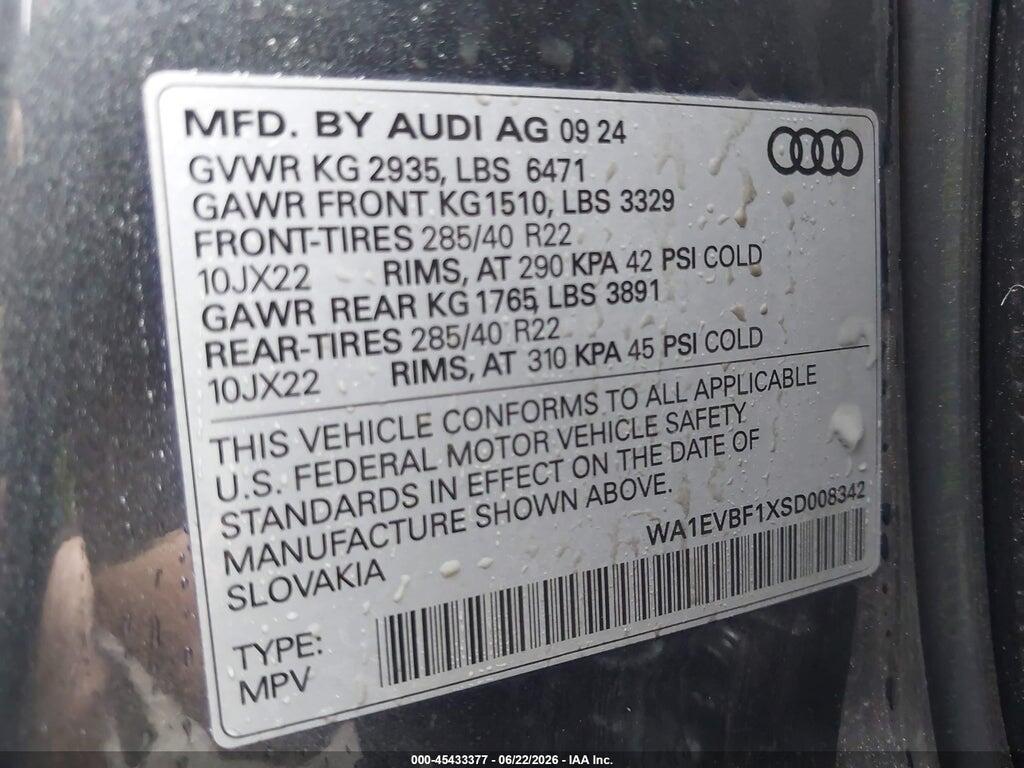 WA1EVBF1XSD008342 2025 AUDI Q8 photo no. 9