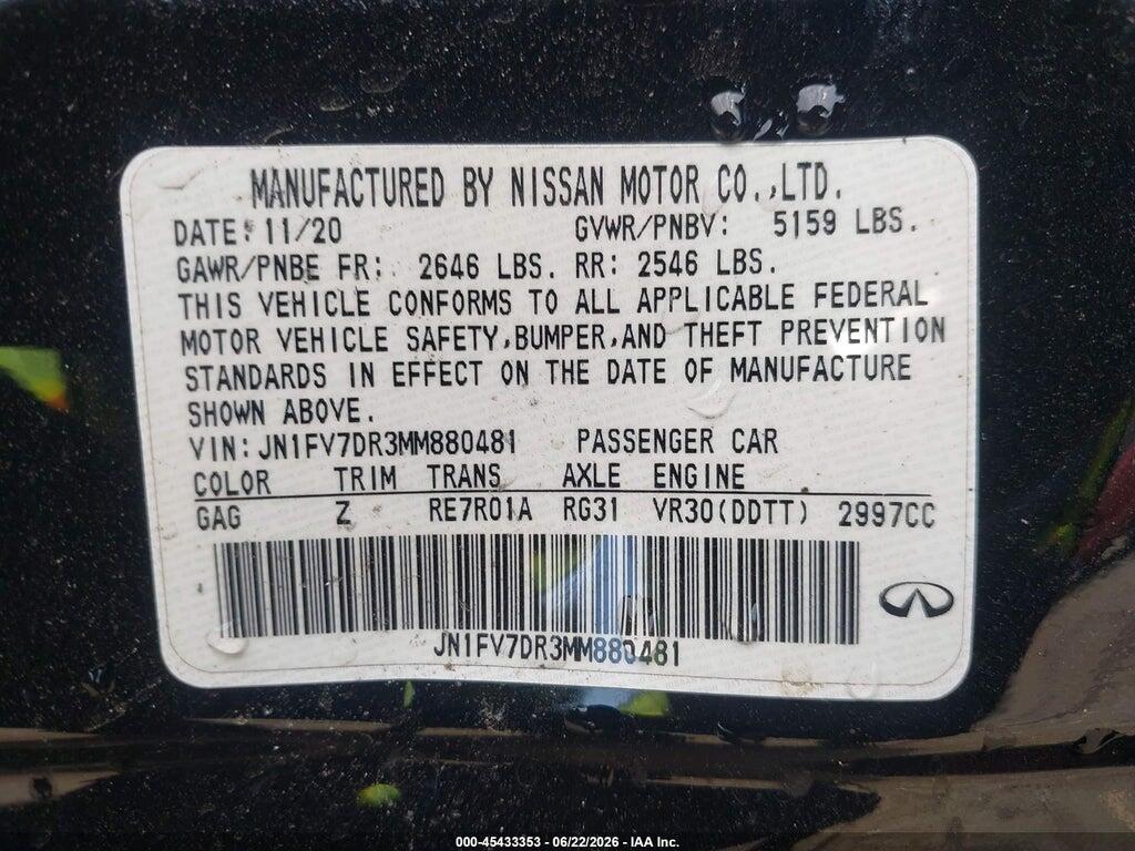 JN1FV7DR3MM880481 2021 INFINITI Q50 photo no. 9