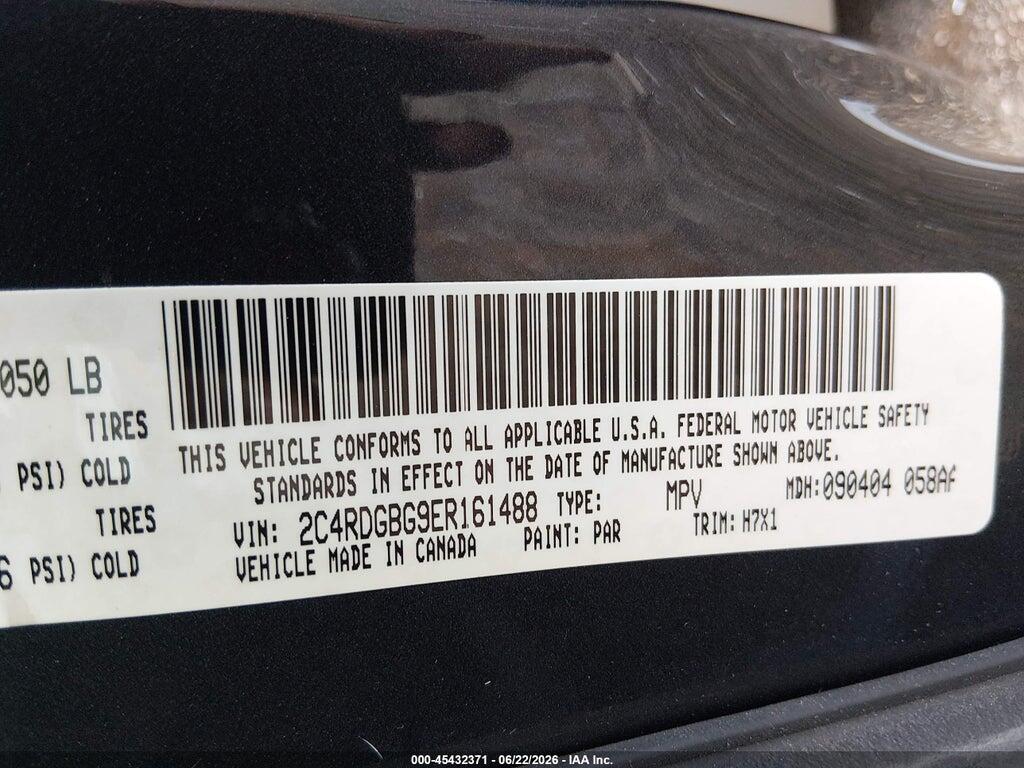2C4RDGBG9ER161488 2014 DODGE GRAND CARAVAN photo no. 9