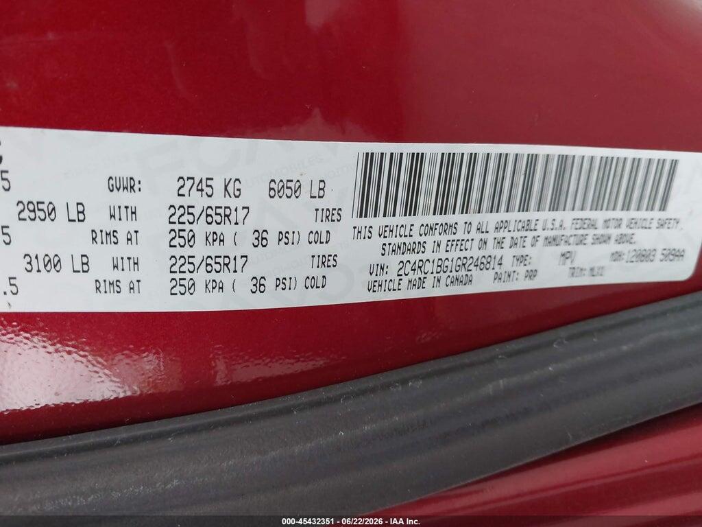 2C4RC1BG1GR246814 2016 CHRYSLER TOWN & COUNTRY photo no. 9