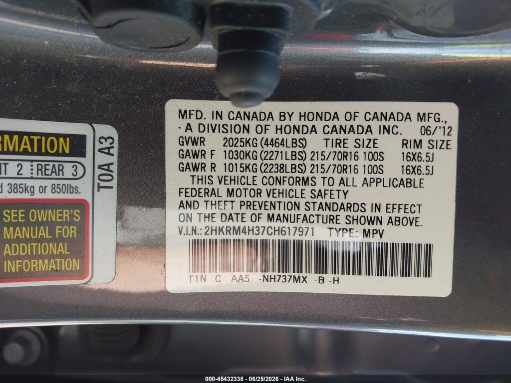 2HKRM4H37CH617971 2012 HONDA CR-V photo no. 9