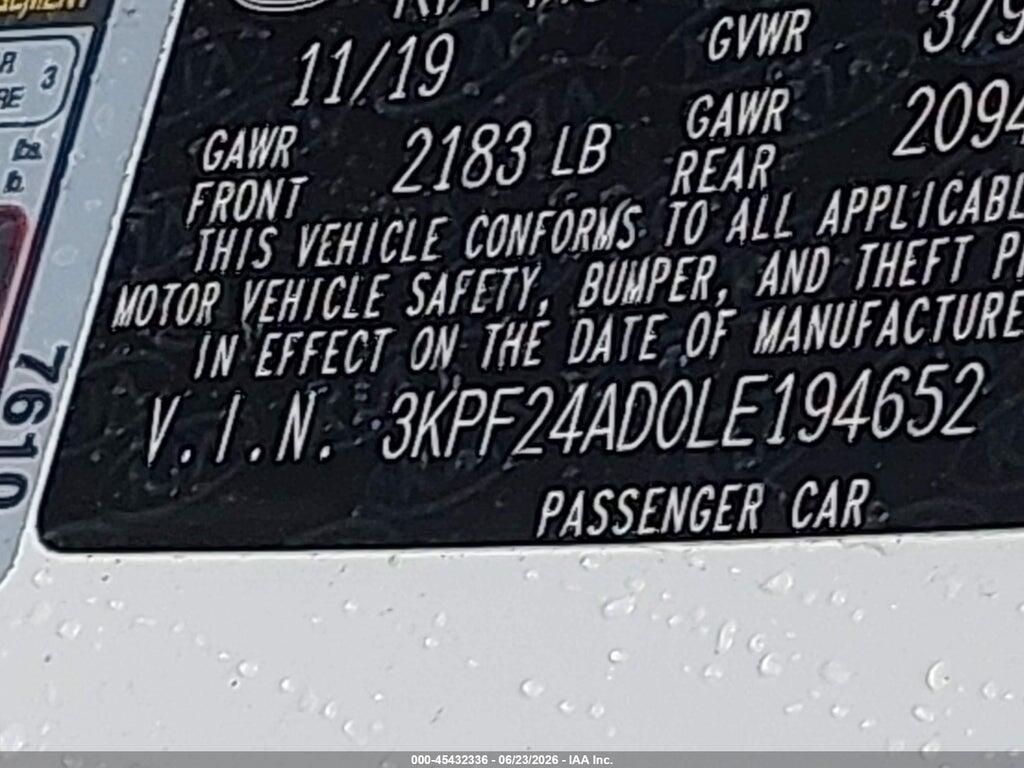 3KPF24AD0LE194652 2020 KIA FORTE photo no. 9