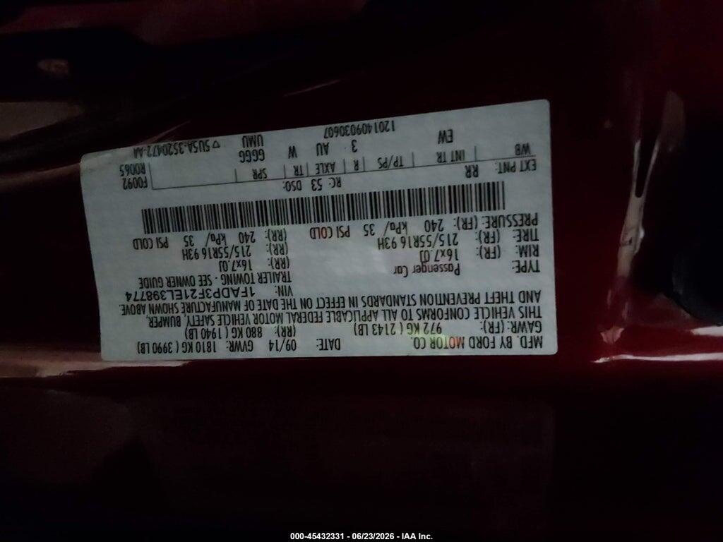 1FADP3F21EL398774 2014 FORD FOCUS photo no. 9