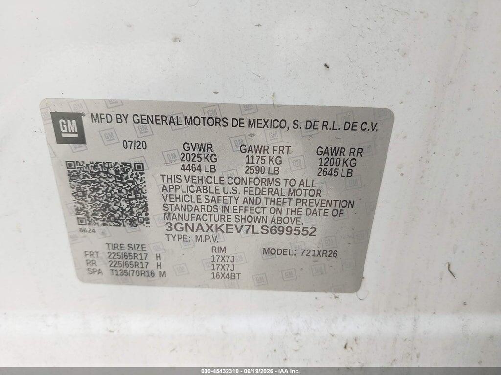 3GNAXKEV7LS699552 2020 CHEVROLET EQUINOX photo no. 9