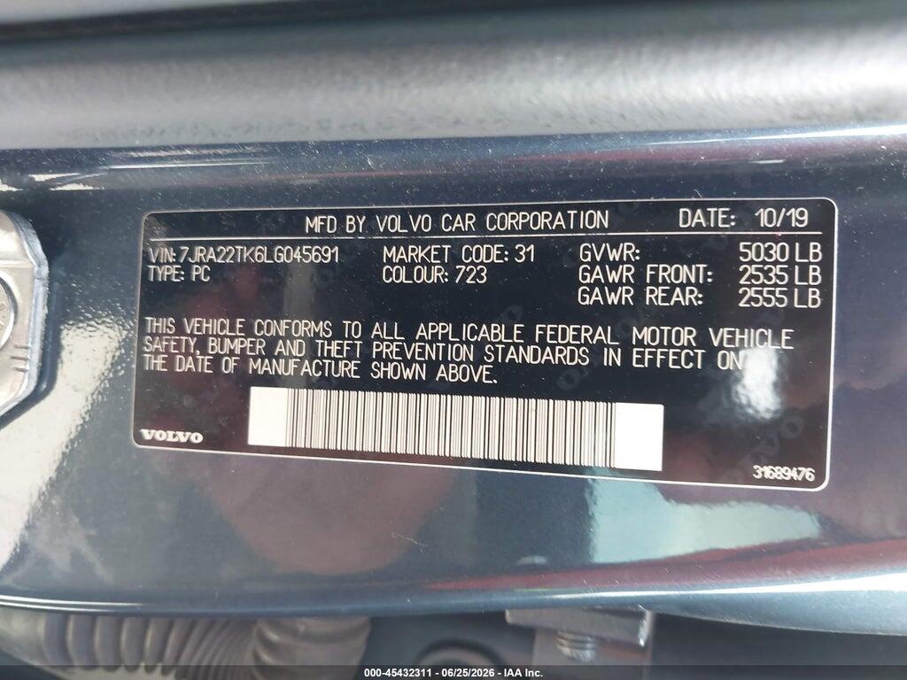 7JRA22TK6LG045691 2020 VOLVO S60 photo no. 9
