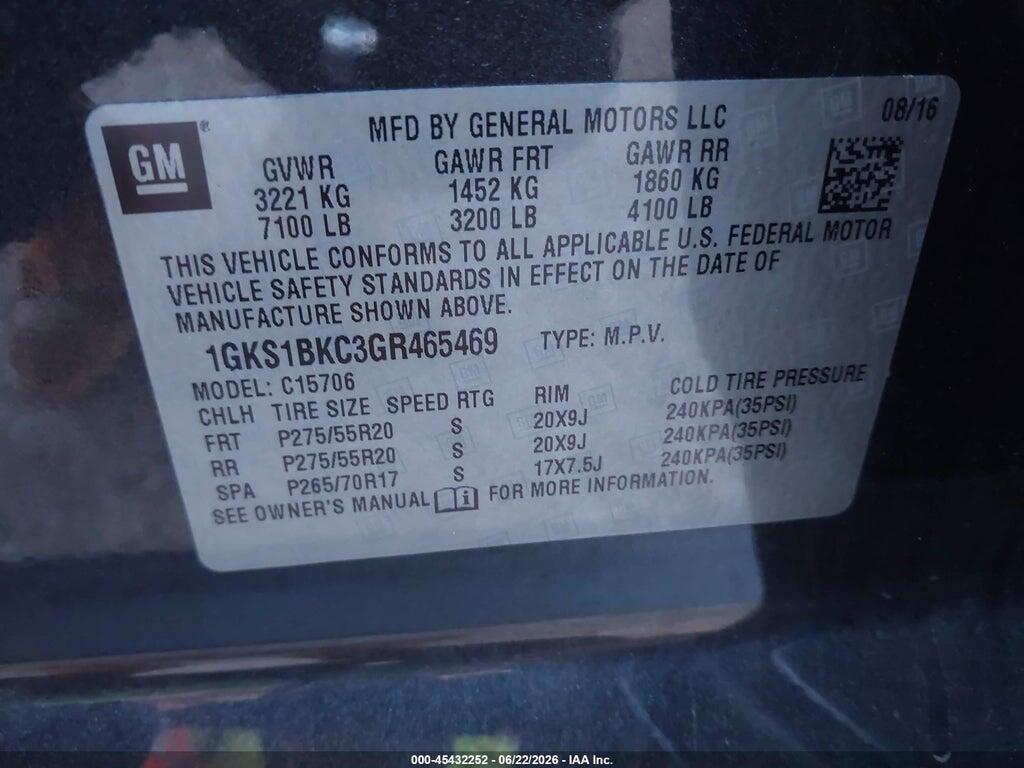 1GKS1BKC3GR465469 2016 GMC YUKON photo no. 9