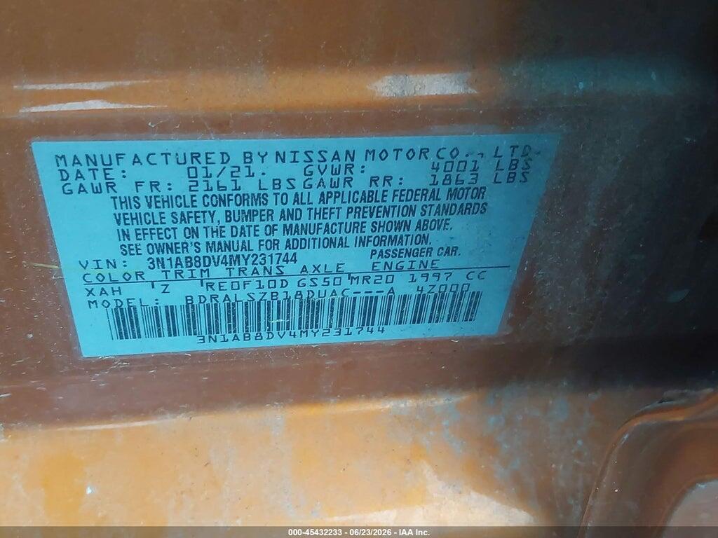 3N1AB8DV4MY231744 2021 NISSAN SENTRA photo no. 9