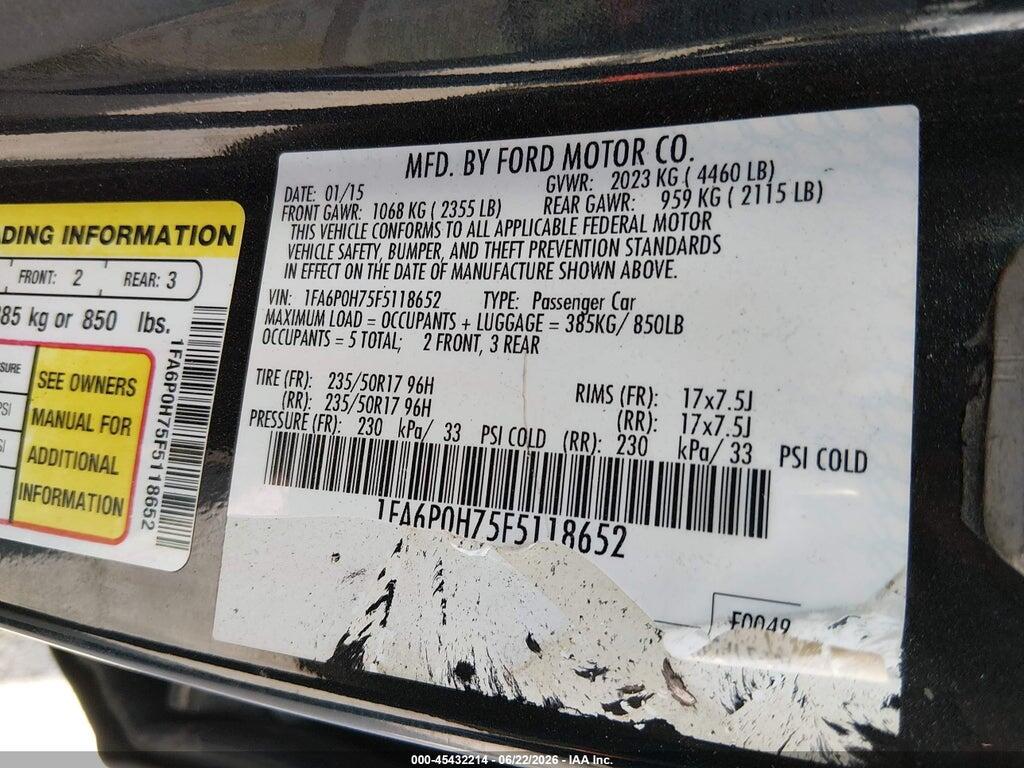 1FA6P0H75F5118652 2015 FORD FUSION photo no. 9