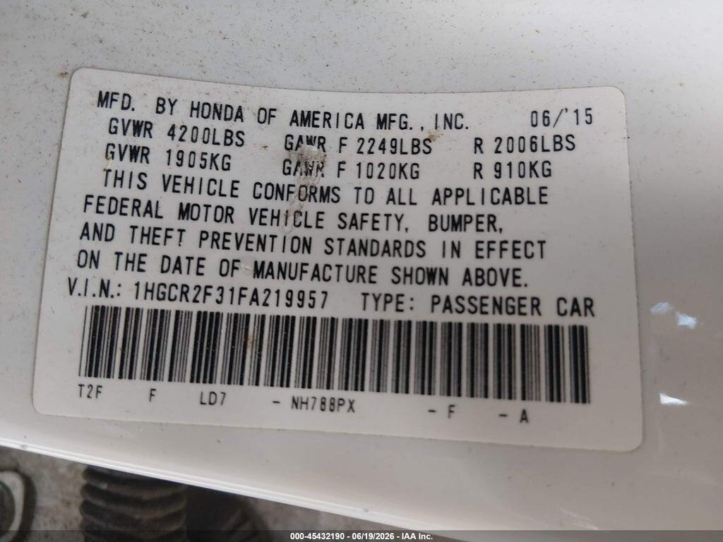 1HGCR2F31FA219957 2015 HONDA ACCORD photo no. 9