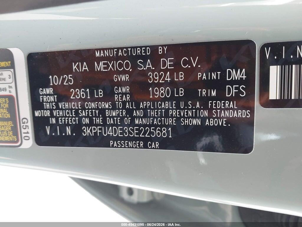 3KPFU4DE3SE225681 2025 KIA K4 photo no. 9