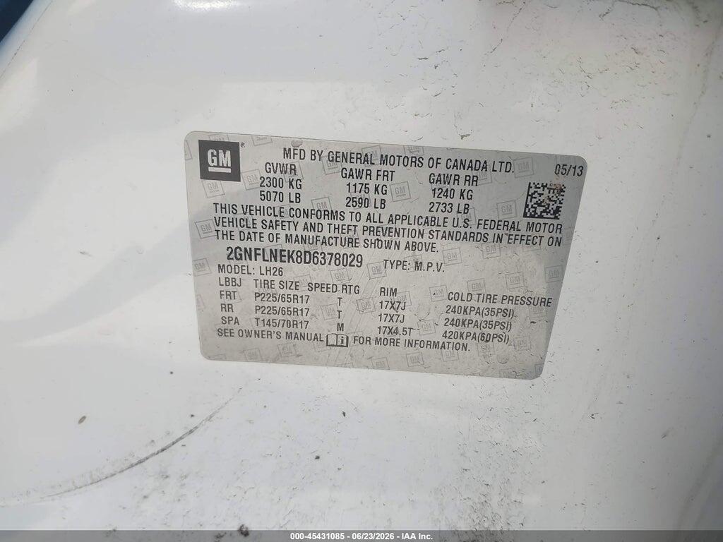 2GNFLNEK8D6378029 2013 CHEVROLET EQUINOX photo no. 9