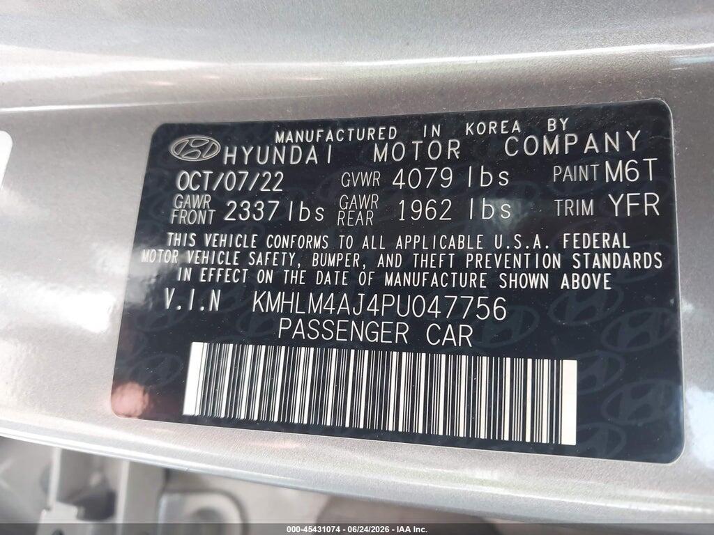 KMHLM4AJ4PU047756 2023 HYUNDAI ELANTRA HYBRID photo no. 9