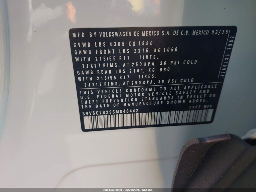 3VV5C7B29SM048442 2025 VOLKSWAGEN TAOS photo no. 9