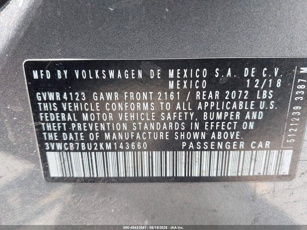 3VWCB7BU2KM143660 2019 VOLKSWAGEN JETTA photo no. 9