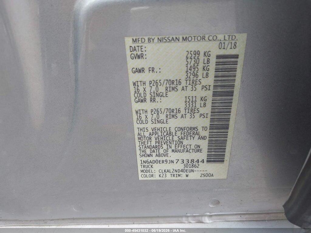 1N6AD0ER9JN733844 2018 NISSAN FRONTIER photo no. 9