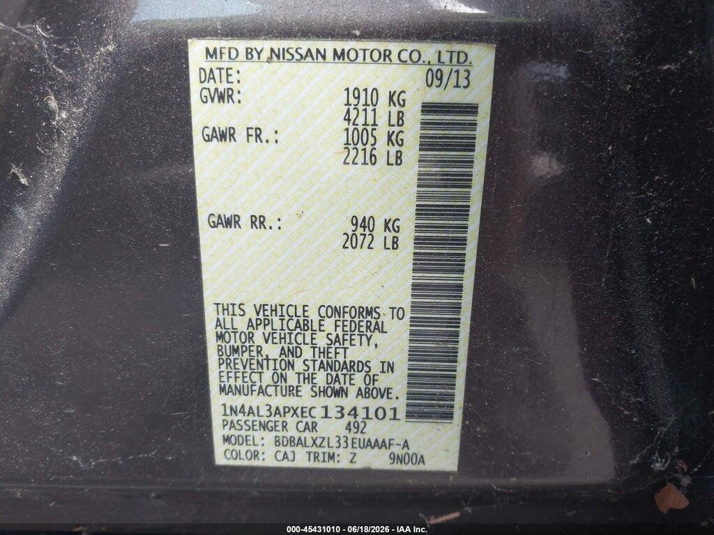 1N4AL3APXEC134101 2014 NISSAN ALTIMA photo no. 9