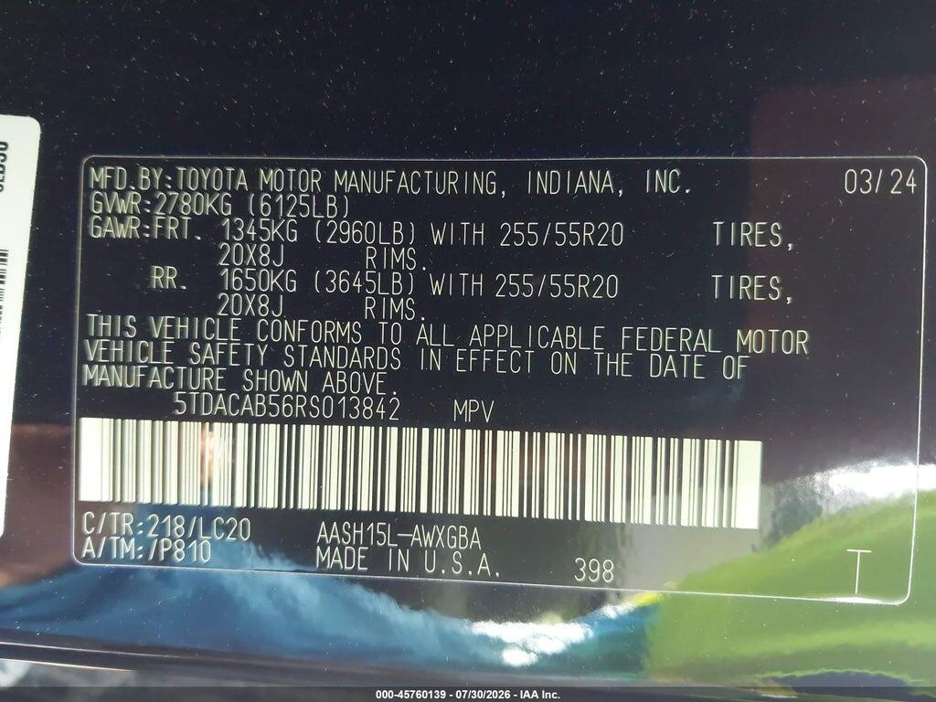 5TDACAB56RS013842 2024 TOYOTA GRAND HIGHLANDER photo no. 9