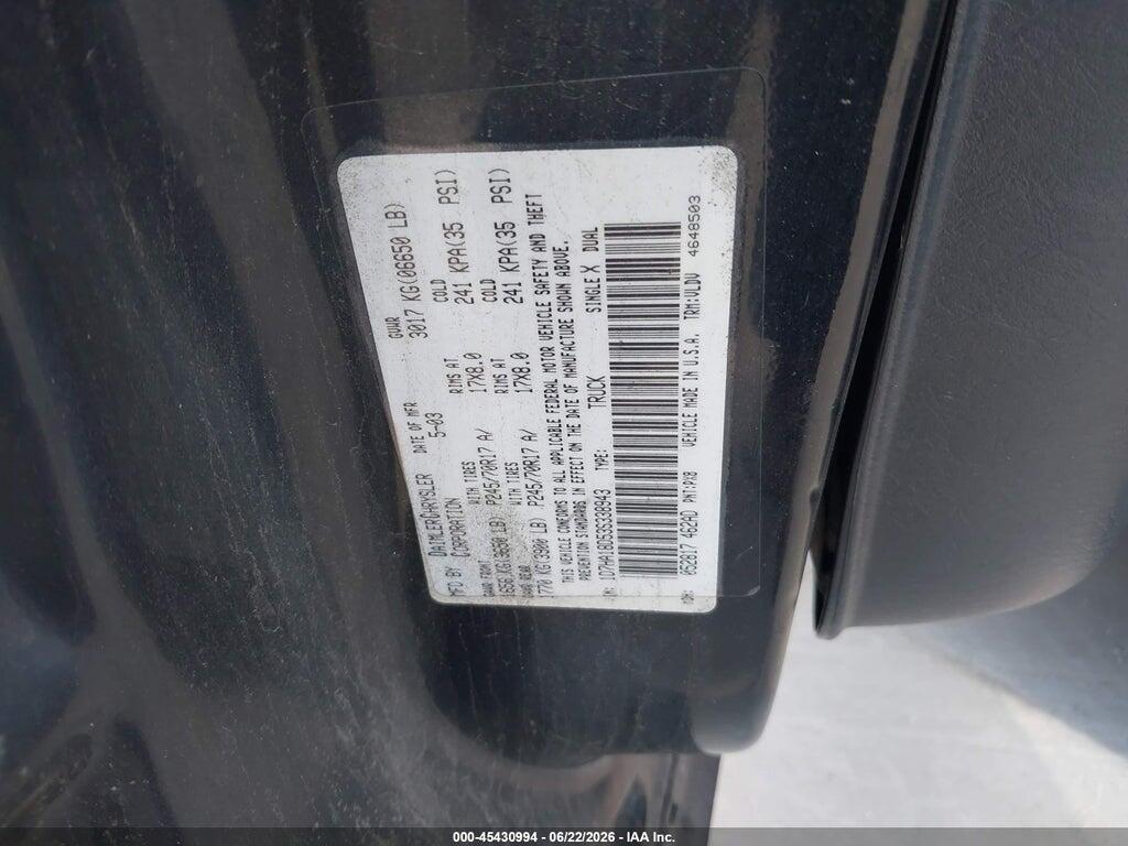 1D7HA18D53S338943 2003 DODGE RAM 1500 photo no. 9