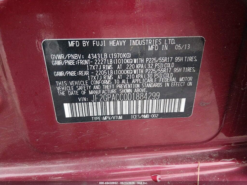 JF2GPACC0D1884299 2013 SUBARU XV CROSSTREK photo no. 9