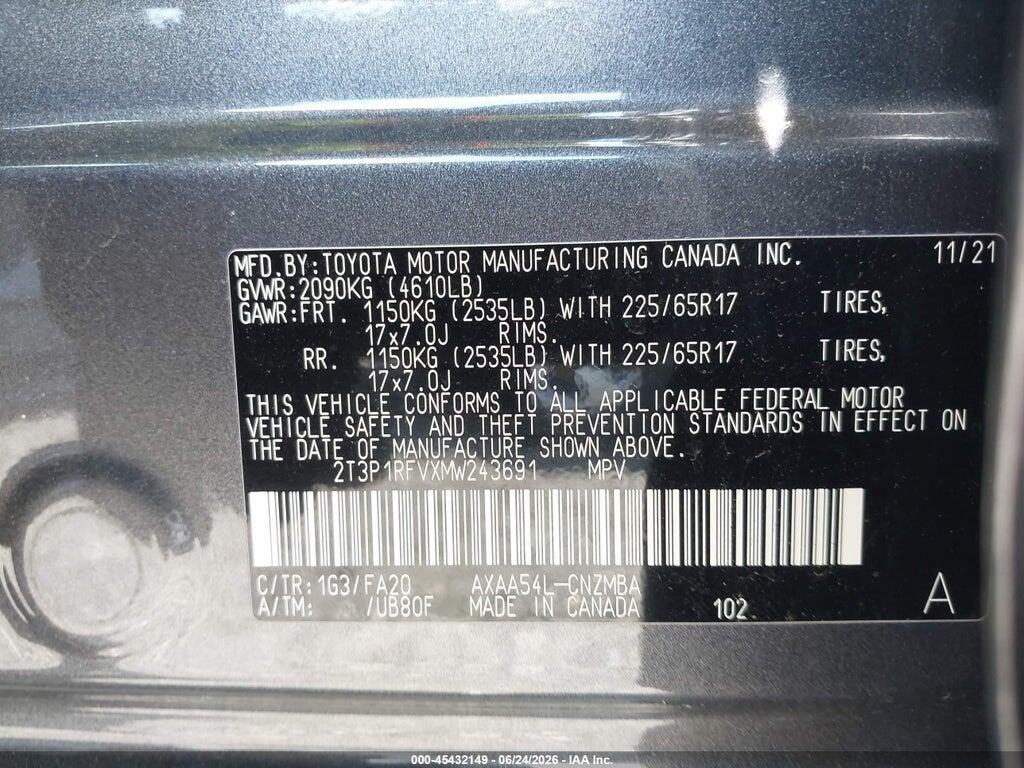 2T3P1RFVXMW243691 2021 TOYOTA RAV4 photo no. 9