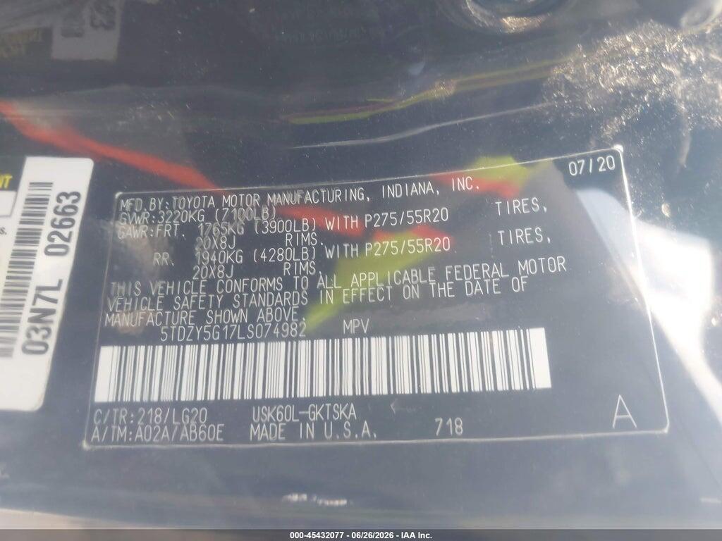 5TDZY5G17LS074982 2020 TOYOTA SEQUOIA photo no. 9