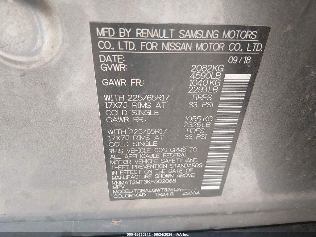 KNMAT2MT3KP502068 2019 NISSAN ROGUE photo no. 9