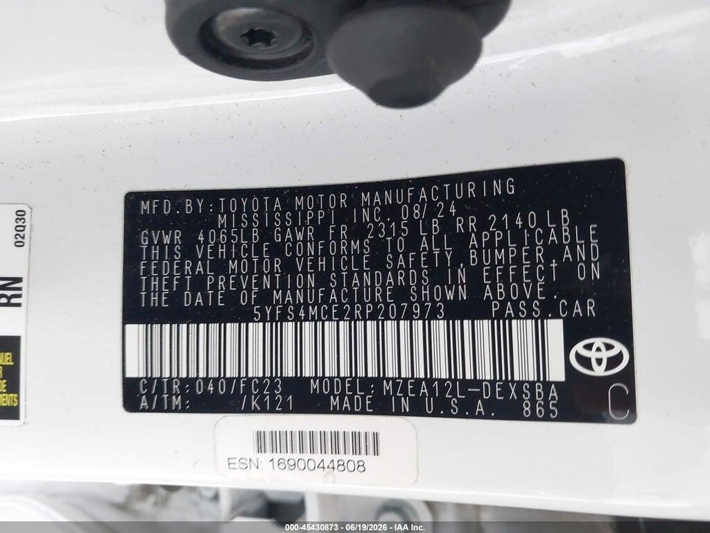 5YFS4MCE2RP207973 2024 TOYOTA COROLLA photo no. 9