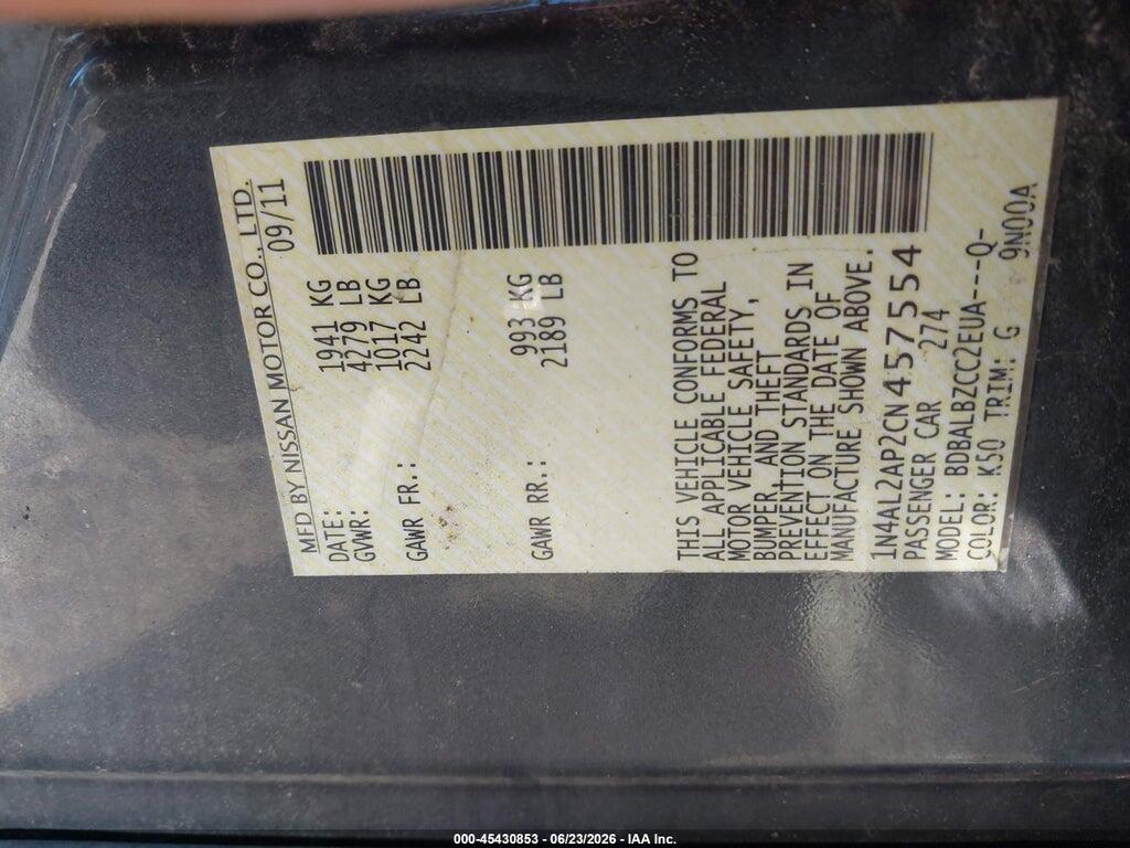 1N4AL2AP2CN457554 2012 NISSAN ALTIMA photo no. 9
