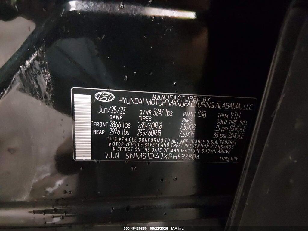 5NMS1DAJXPH597804 2023 HYUNDAI SANTA FE photo no. 9