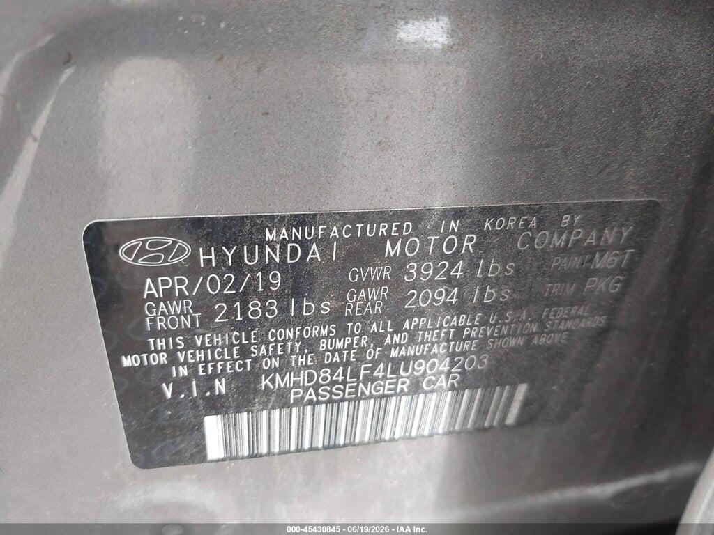 KMHD84LF4LU904203 2020 HYUNDAI ELANTRA photo no. 9