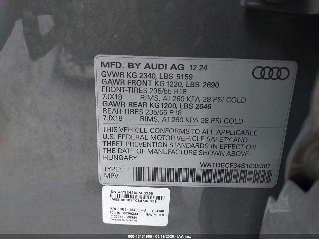 WA1DECF34S1035301 2025 AUDI Q3 photo no. 9