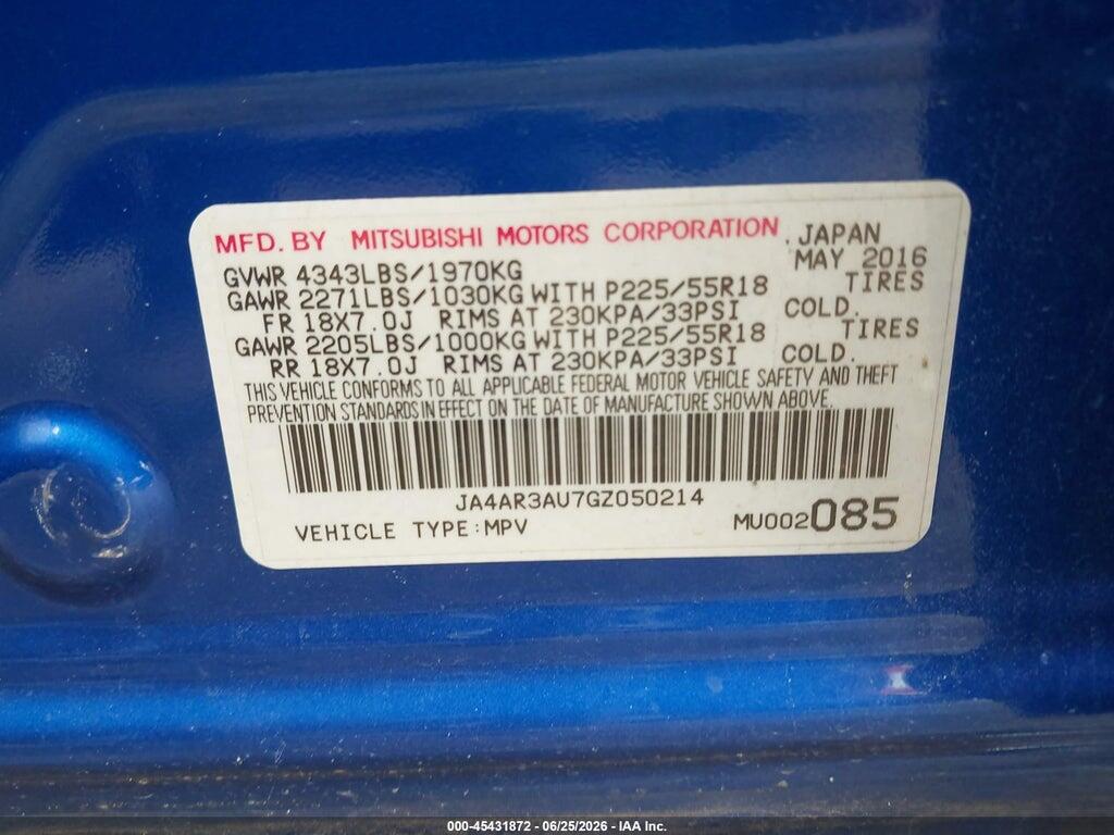 JA4AR3AU7GZ050214 2016 MITSUBISHI OUTLANDER SPORT photo no. 9