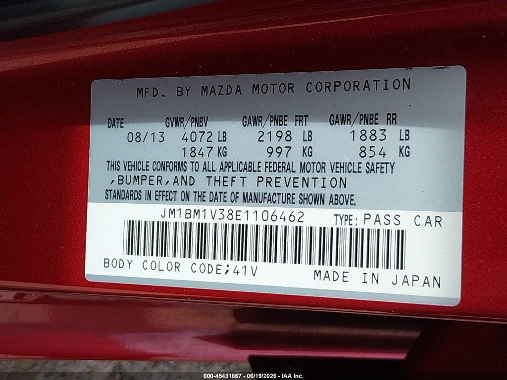JM1BM1V38E1106462 2014 MAZDA MAZDA3 photo no. 9