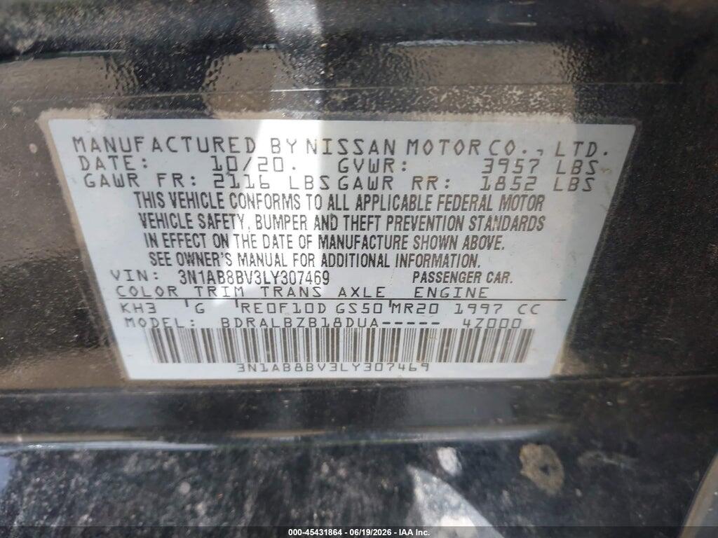 3N1AB8BV3LY307469 2020 NISSAN SENTRA photo no. 9