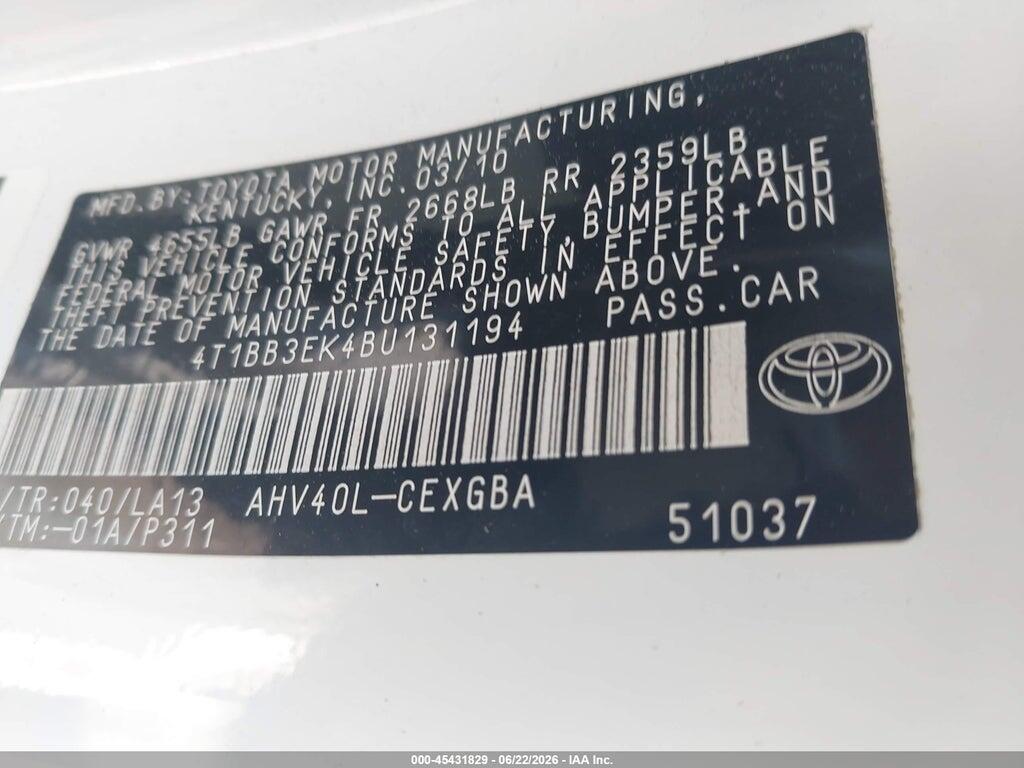 4T1BB3EK4BU131194 2011 TOYOTA CAMRY HYBRID photo no. 9