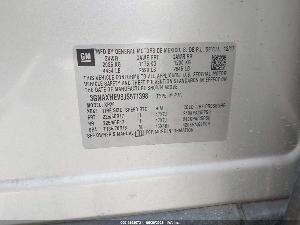 3GNAXHEV8JS571398 2018 CHEVROLET EQUINOX photo no. 9