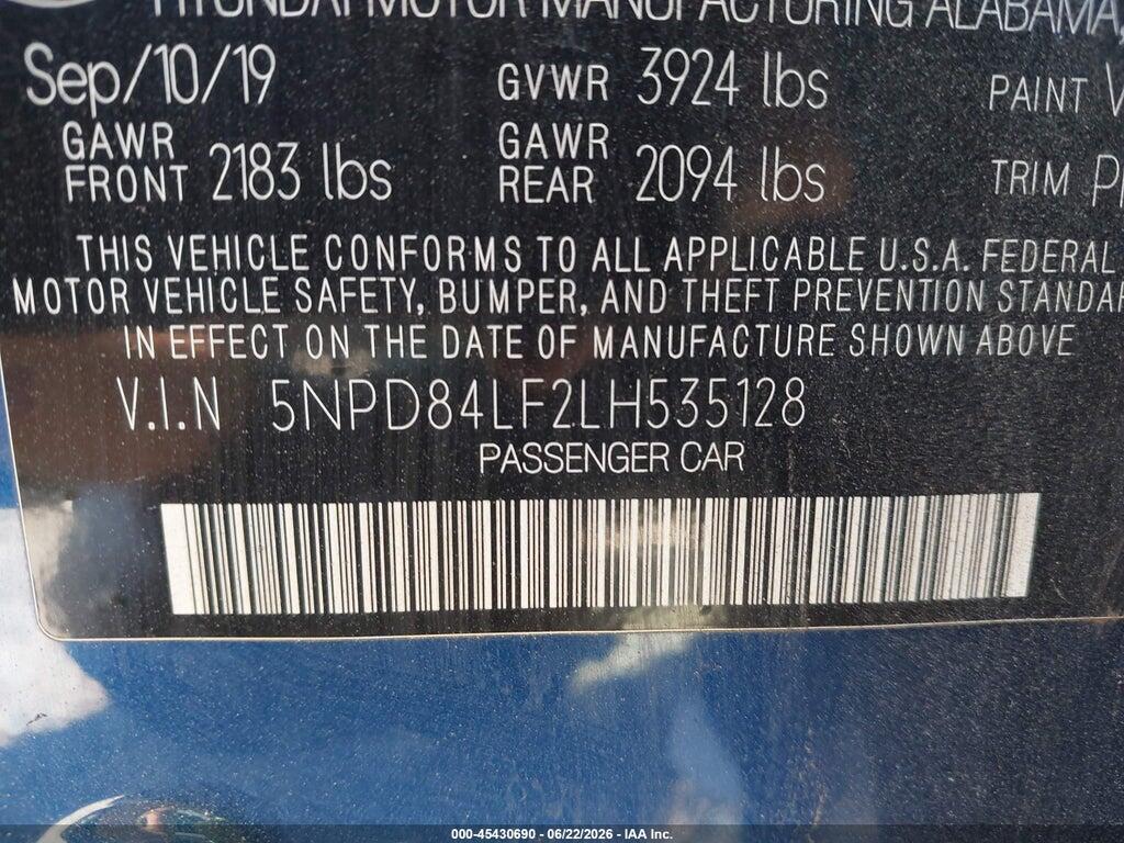 5NPD84LF2LH535128 2020 HYUNDAI ELANTRA photo no. 9