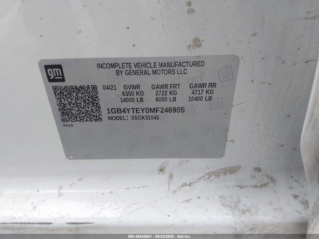 1GB4YTEY0MF246905 2021 CHEVROLET SILVERADO 3500HD CHASSIS photo no. 9