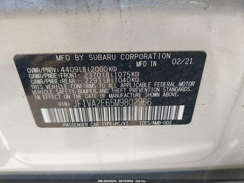 JF1VA2E65M9802966 2021 SUBARU WRX STI photo no. 9