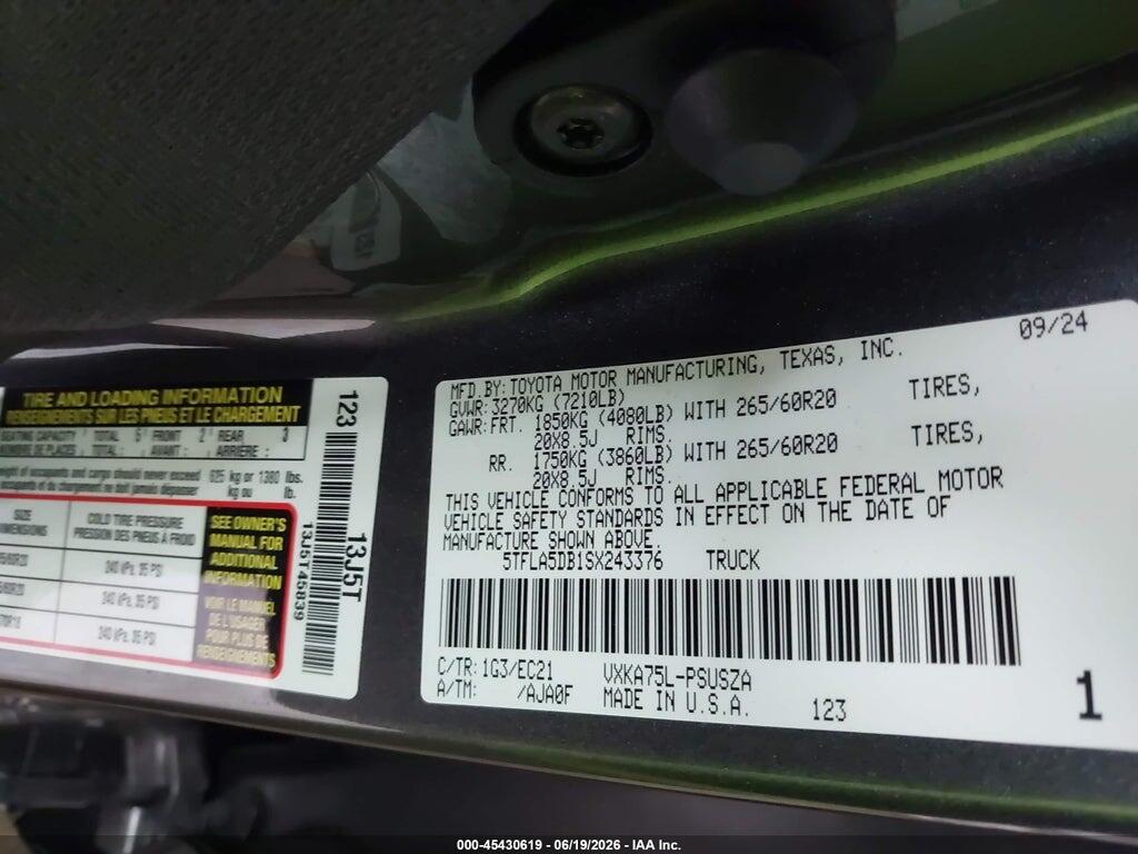 5TFLA5DB1SX243376 2025 TOYOTA TUNDRA photo no. 9