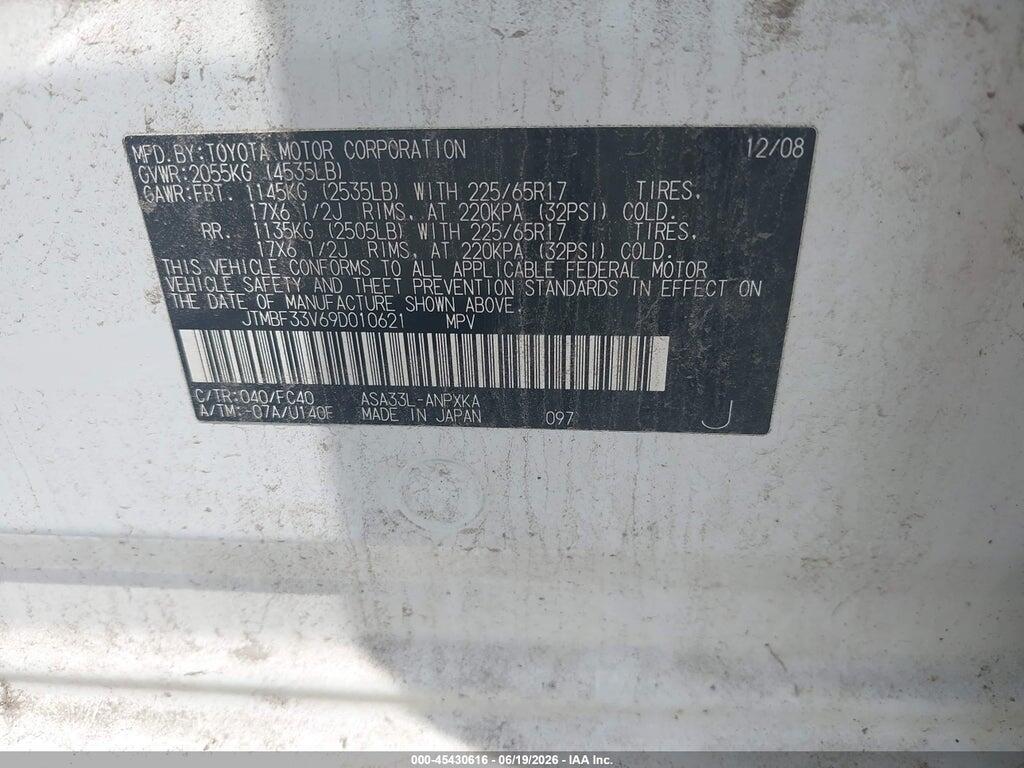 2T3BF33V19W012344 2009 TOYOTA RAV4 photo no. 9