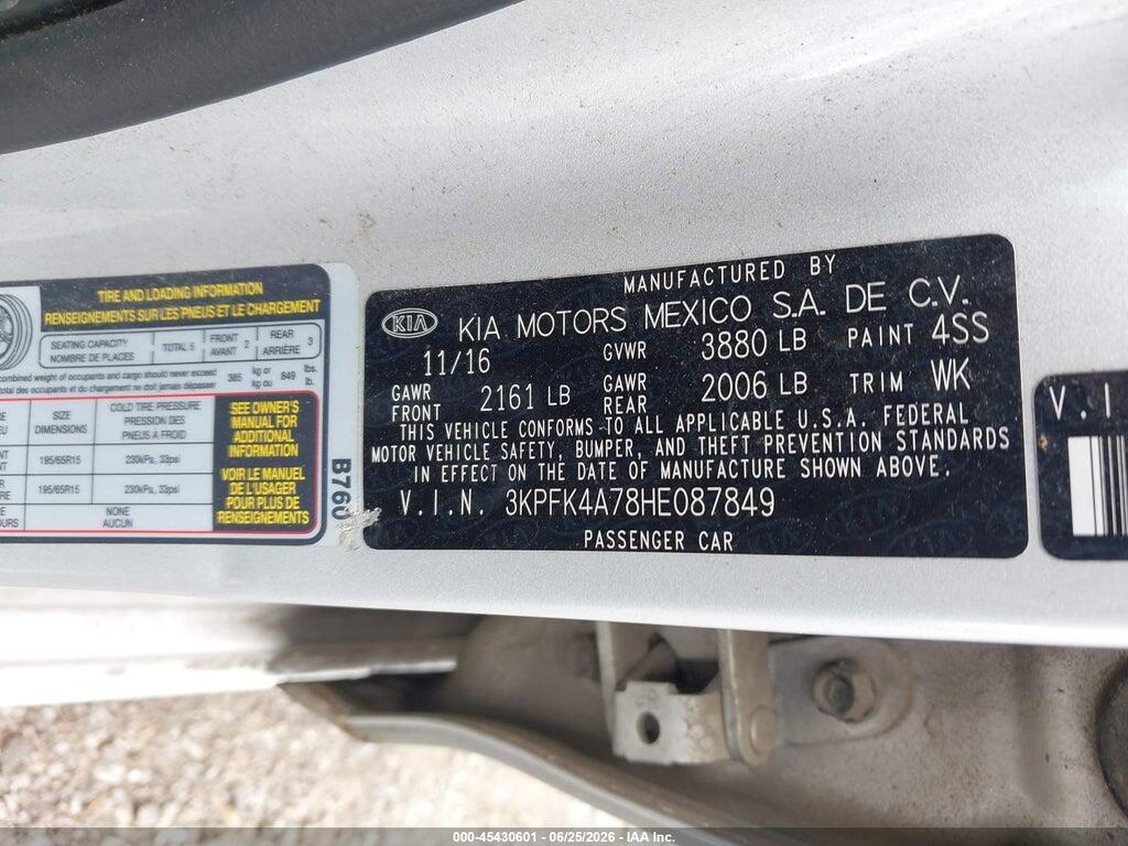 3KPFK4A78HE087849 2017 KIA FORTE photo no. 9