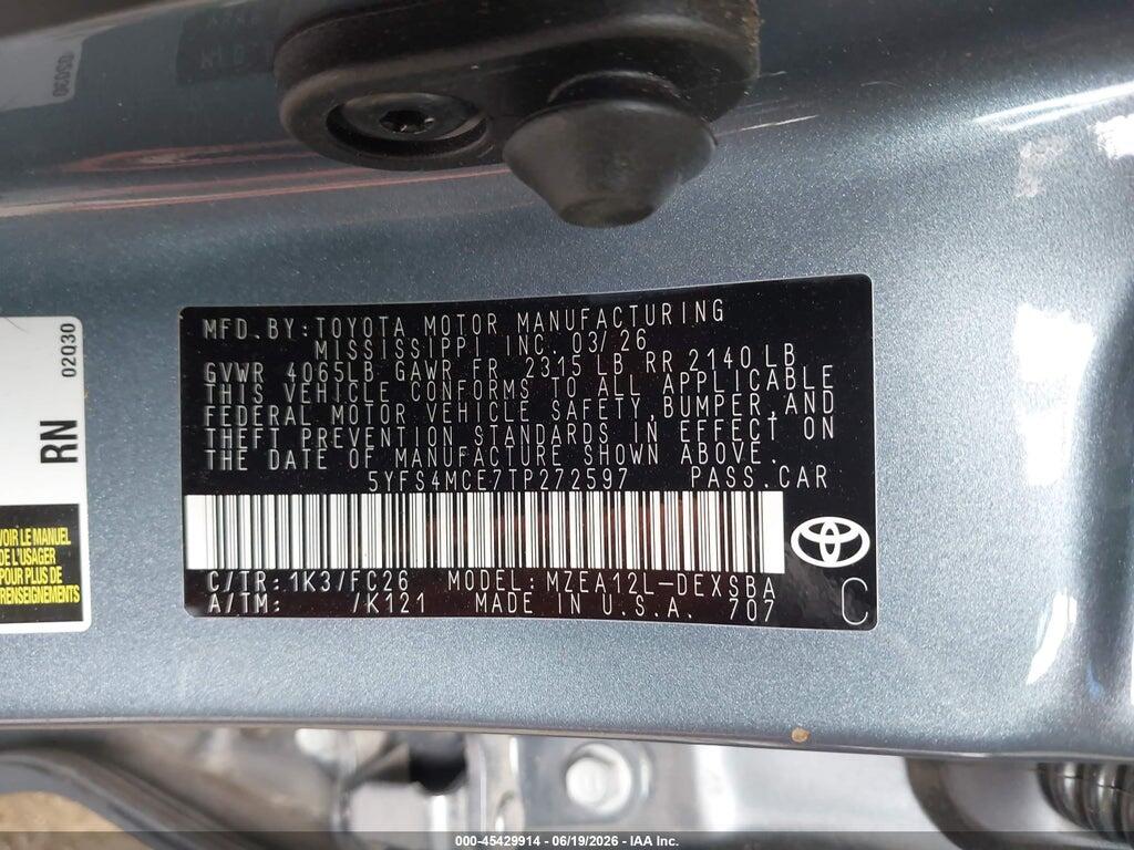5YFS4MCE7TP272597 2026 TOYOTA COROLLA photo no. 9