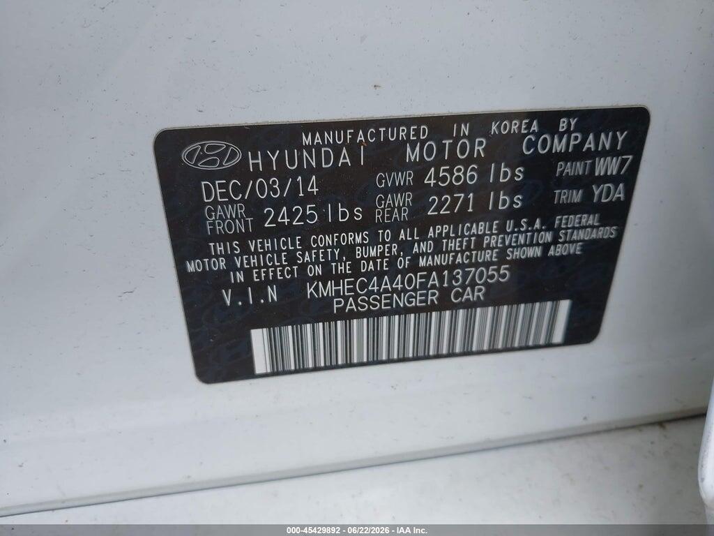 KMHEC4A40FA137055 2015 HYUNDAI SONATA HYBRID photo no. 9
