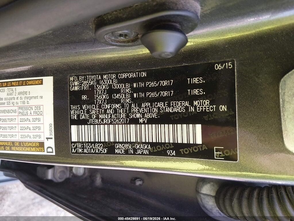 JTEBU5JR0F5262017 2015 TOYOTA 4RUNNER photo no. 9